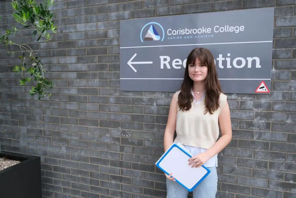 Carisbrooke pupil on GCSE Results Day