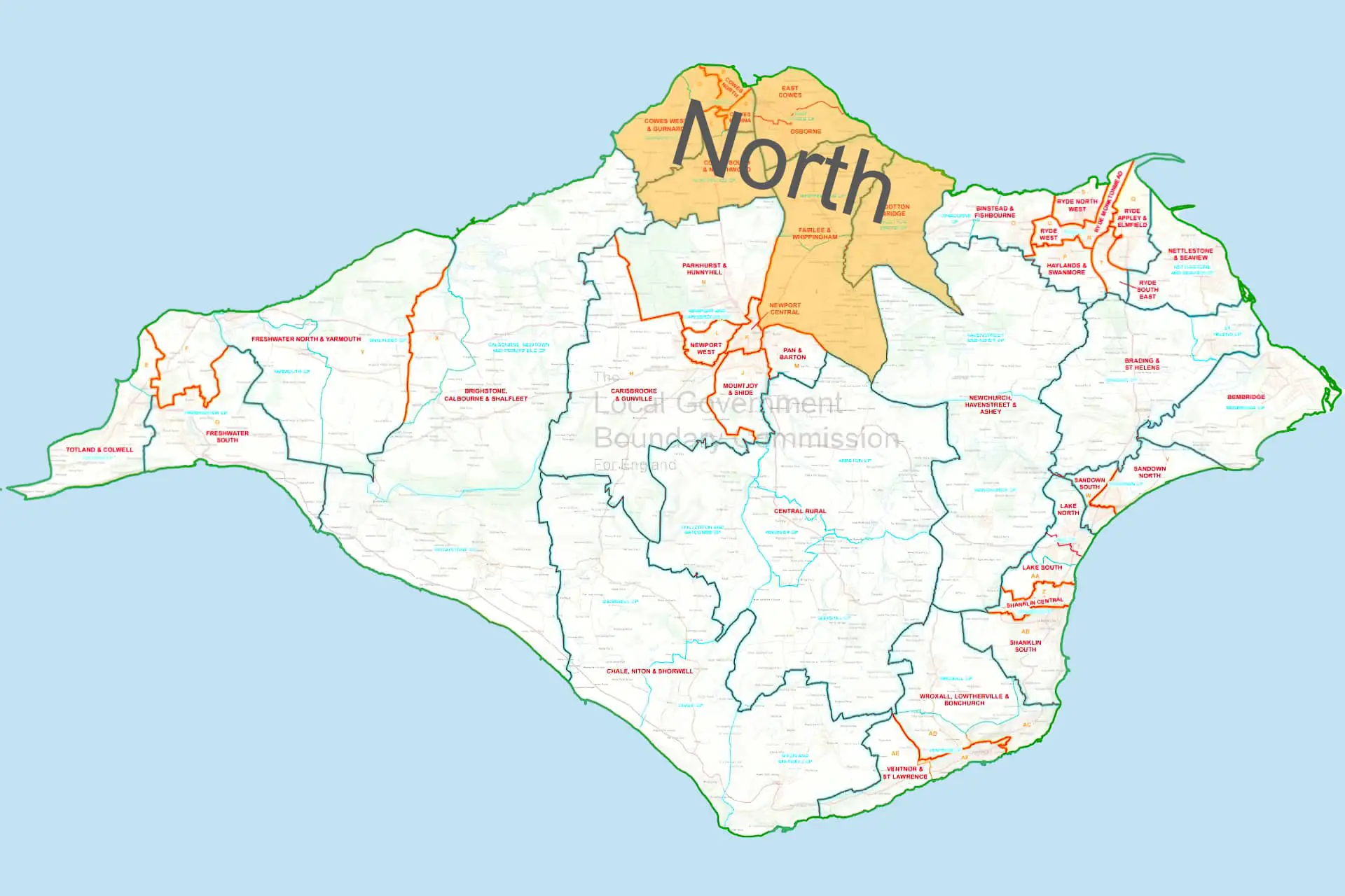 Isle of Wight - Boundary map - North (comp)