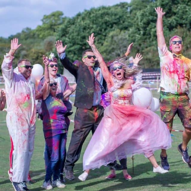 People taking part in the powder run