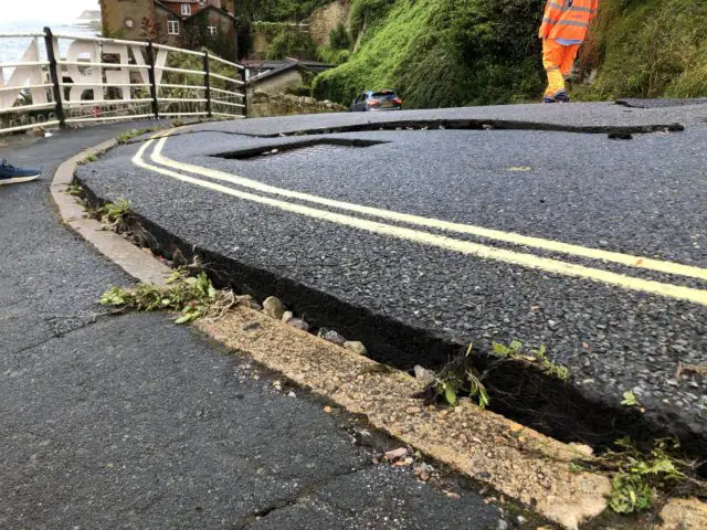 Shore Hill - damage in road