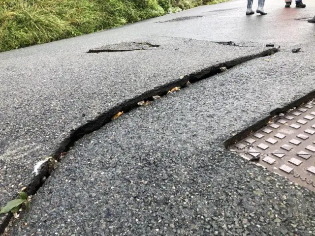 Shore Hill - damage in road