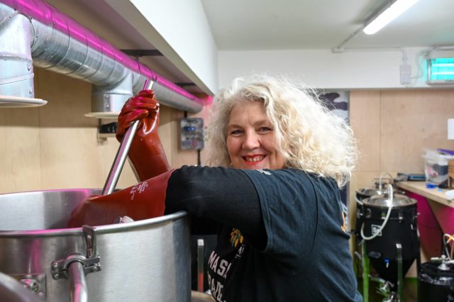 Julie Jones Evans brewing beer