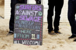 Surfers against sewage beach clean notice on balckboard by © Chris-McClean