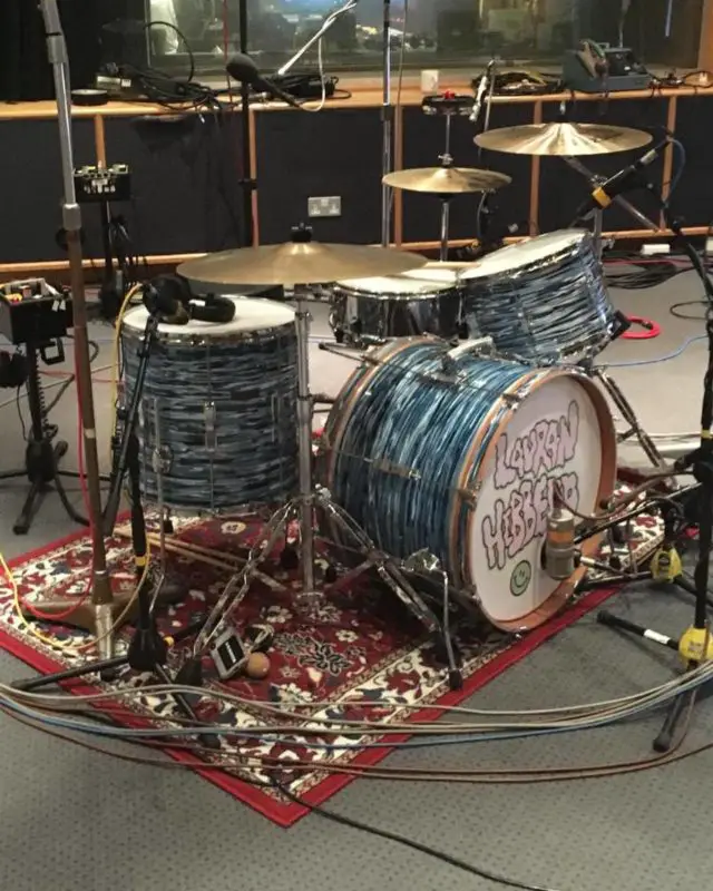 The band's drum kit