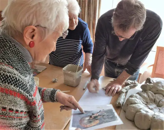 Making the Ammonite as part of Time & Tide project, Independent Arts by Joanne Rigby