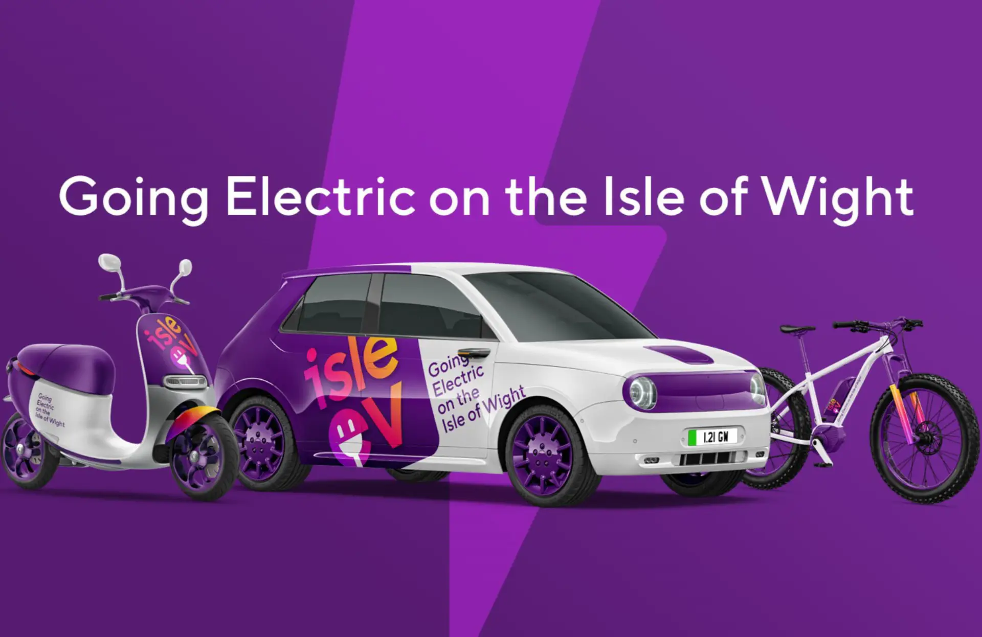 An electric moped, car and bicycle with WEC forum branding