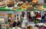 Photos of cakes for sale, plus Bex, Jo and Maiya at the busy coffee morning