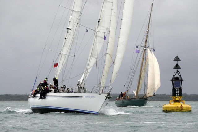 Rona Sailing Project's Donald Searle (left) and The Island Trust's Pegasus (right) - credit Max Mudie - ASTO