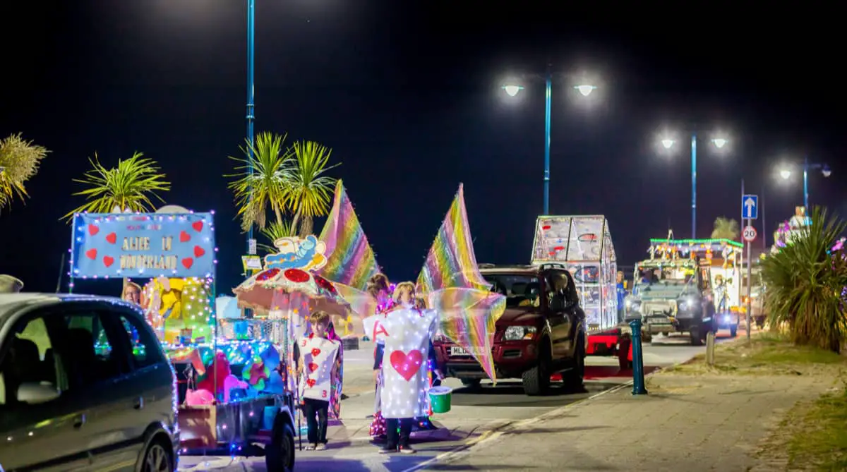 Ryde Carnival parade at night