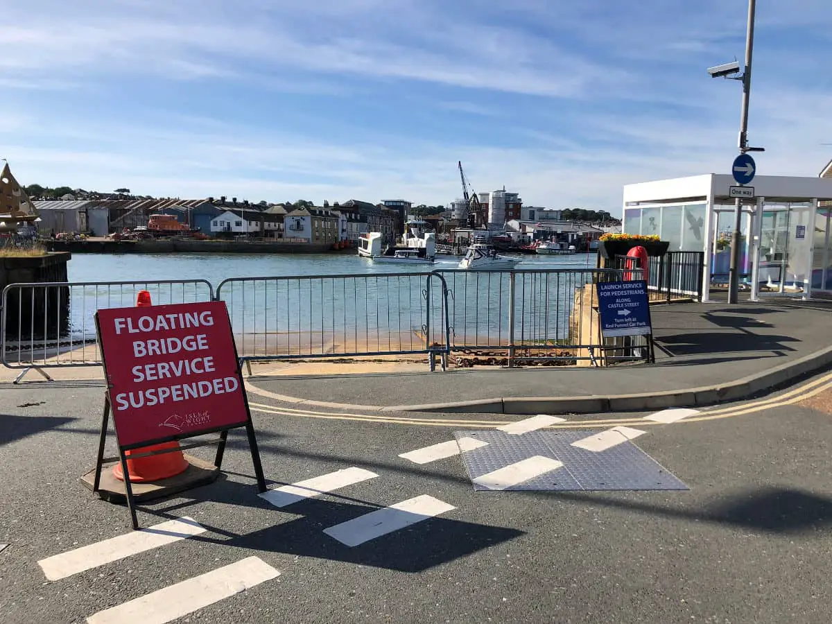 Floating Bridge suspended sign at East Cowes terminal
