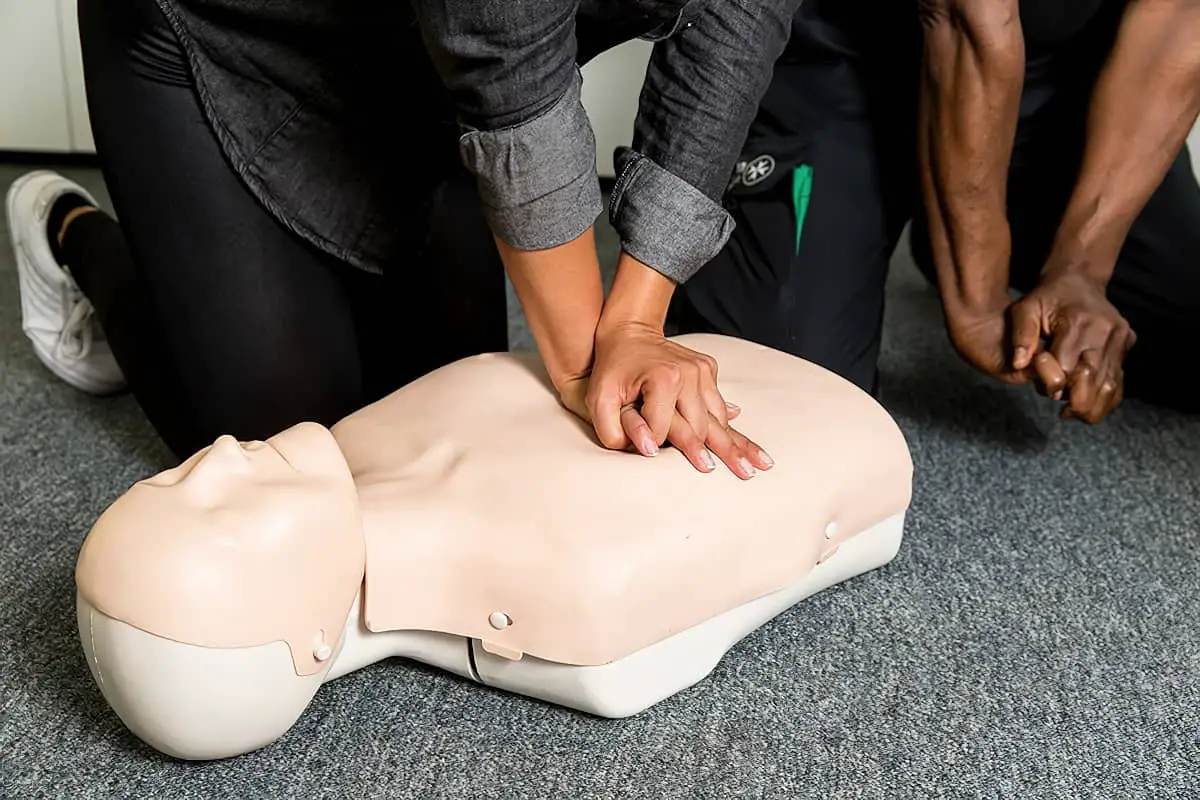 Training for CPR with demo dummy
