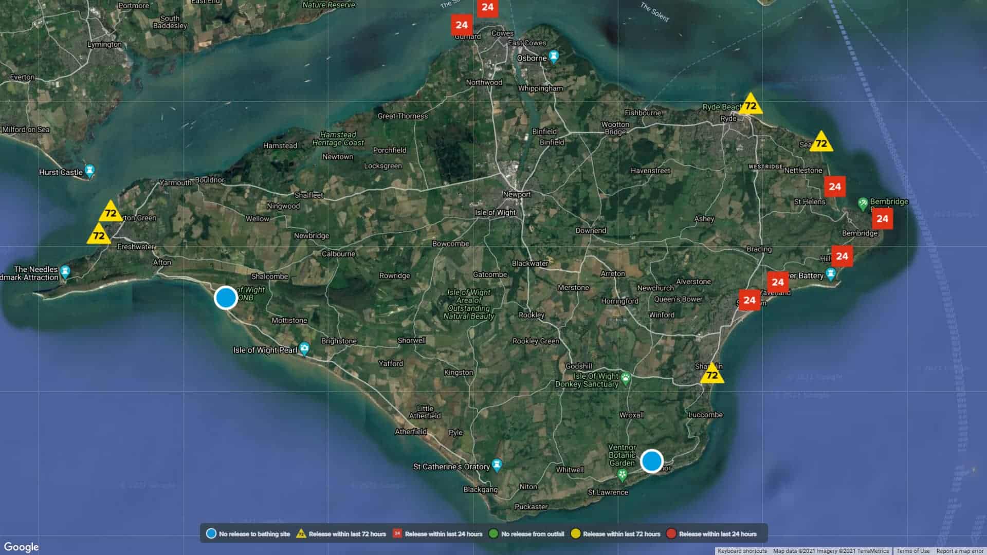 Southern Water Beach Buoy wastewater discharge map