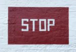 Stop painted on wall