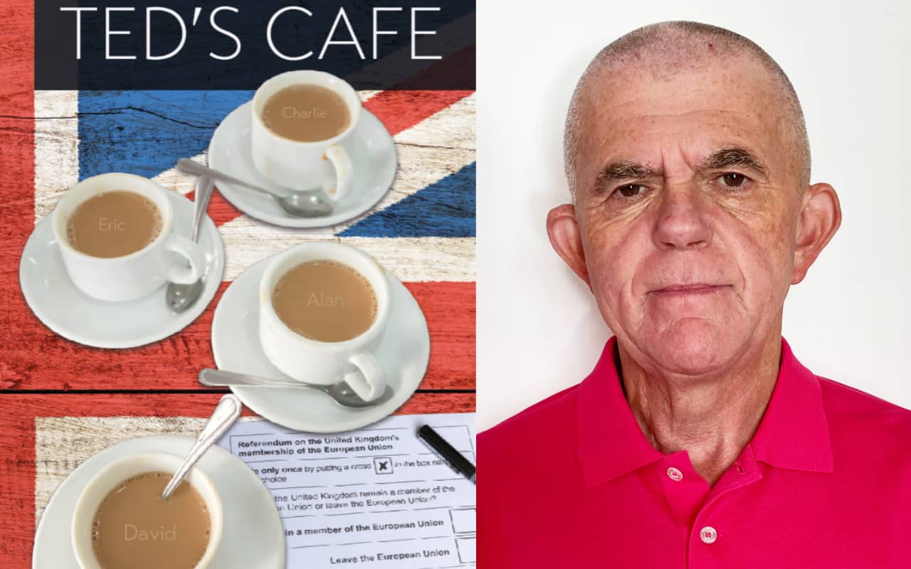 Teds cafe book cover and portrait of Roger Sanders