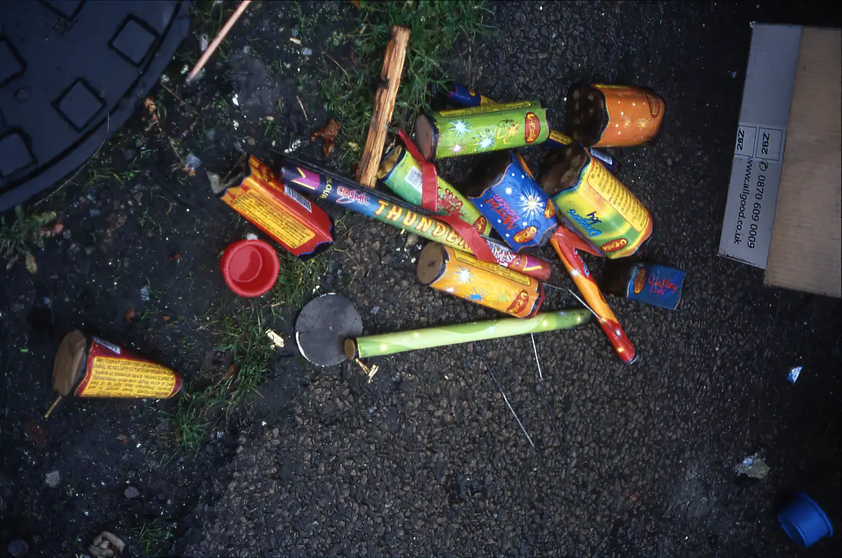 Rubbish from used fireworks