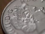 Close up of a 10 pence piece coin