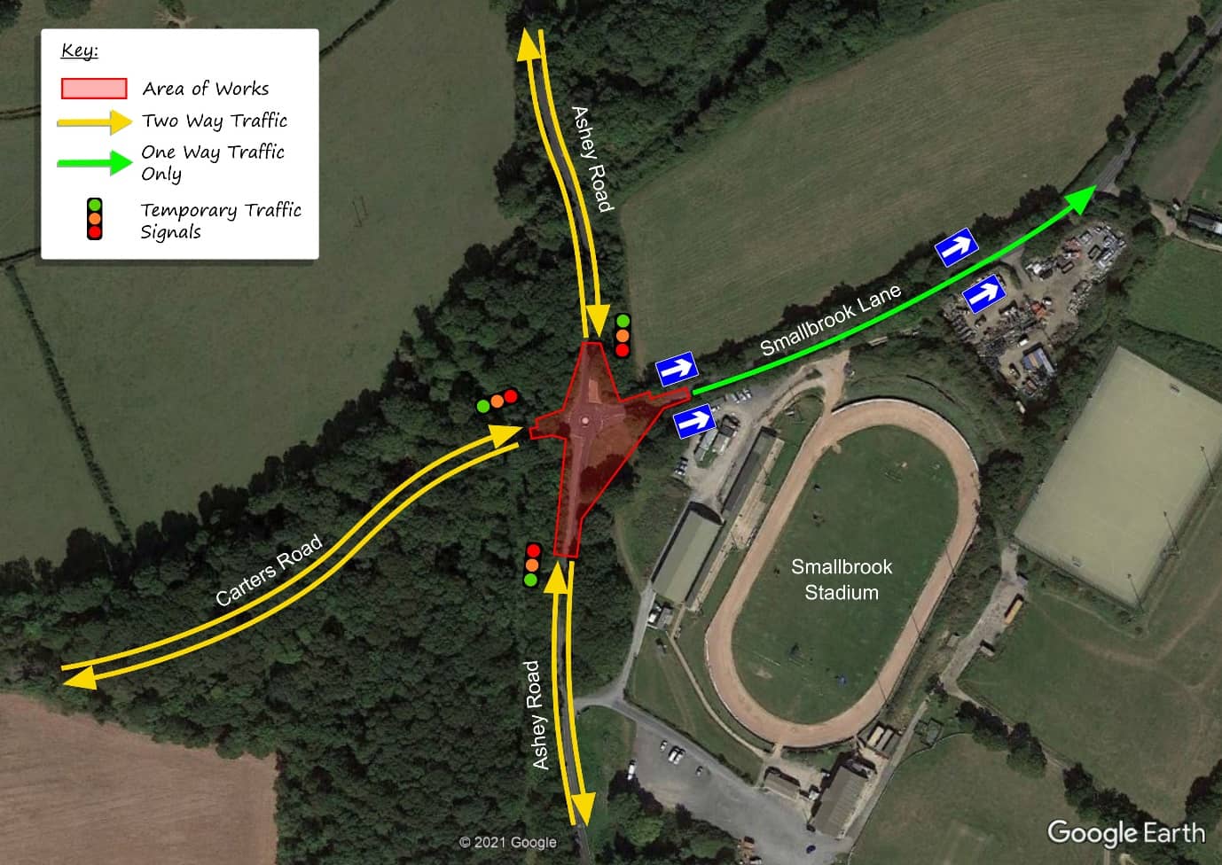 Map of roadworks at Smallbrook Junction
