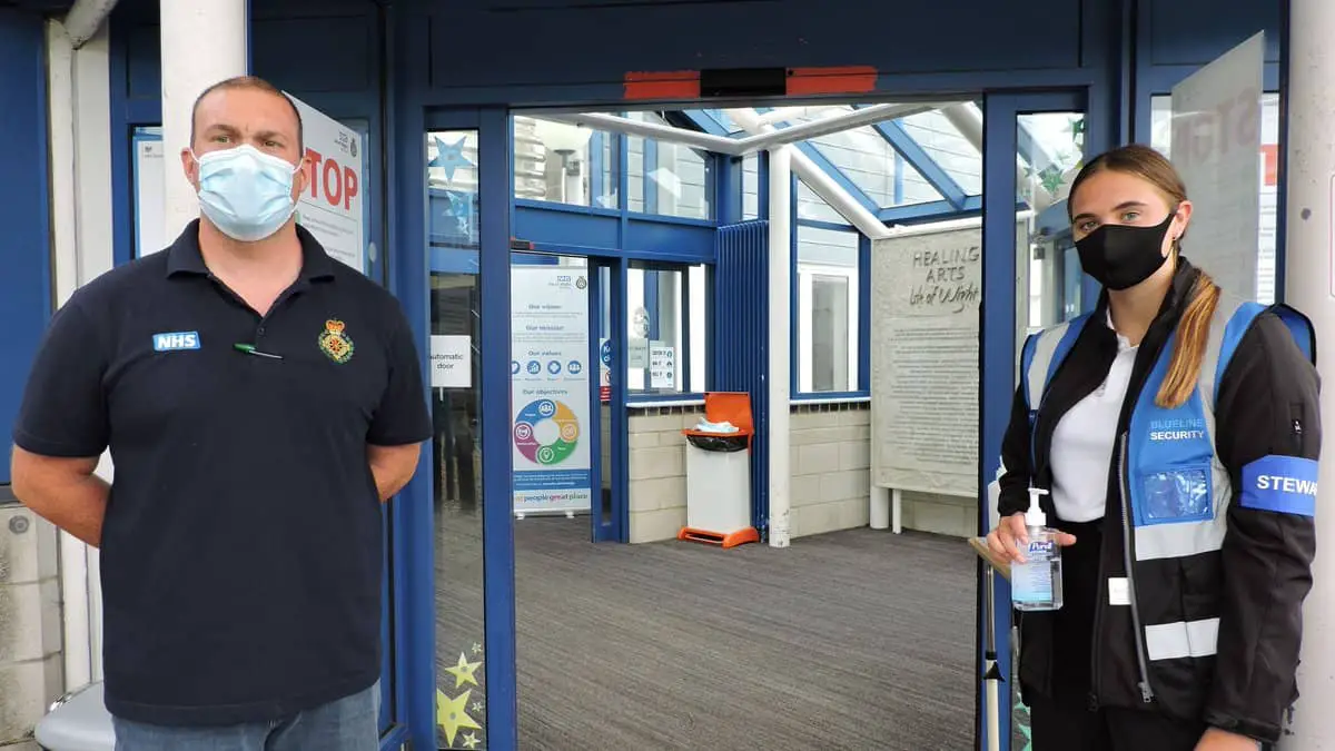 Security Staff on entrance to St Mary's Hospital