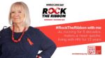 rock the ribbon campaign - a woman with hiv wearing a world aids dayribbon