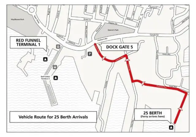 Map for route from Berth 25