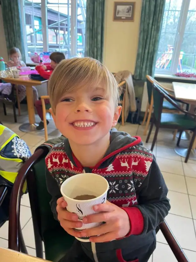 Lanesend Pupil enjoying hot chocolate after the ride