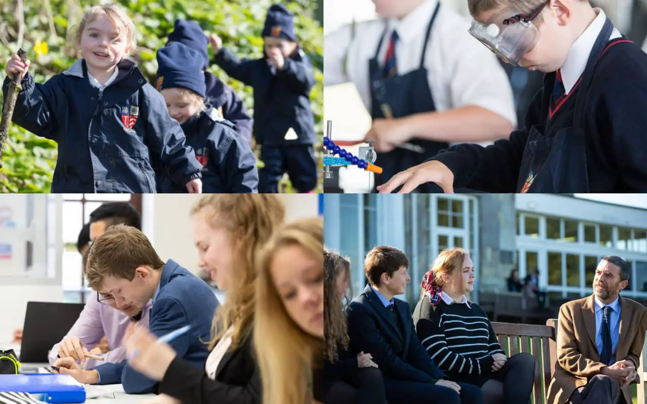Montage of photos of pupils at the school