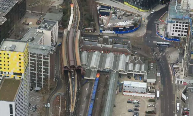 Aerial view of Portsmouth and Southsea station