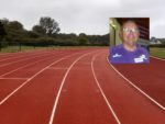 Sandown track and an inset photo of Ray Scovell