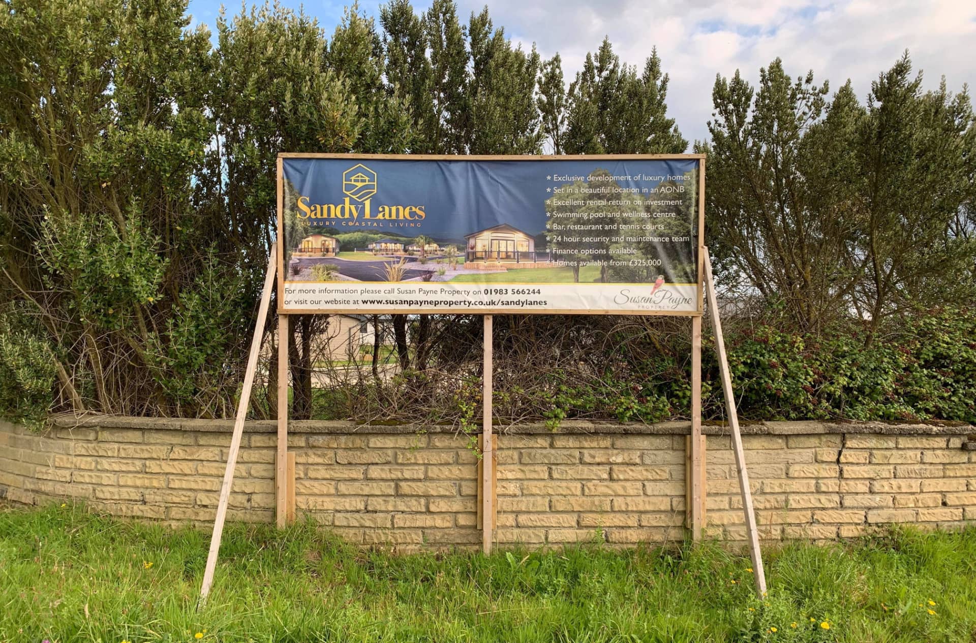 Sandy Lanes advertising board by former Atherfield Holiday Camp