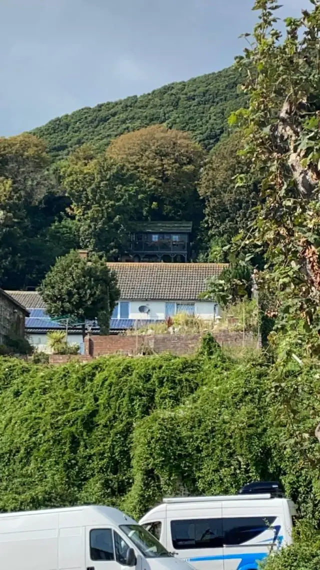View of the cabin from central car park