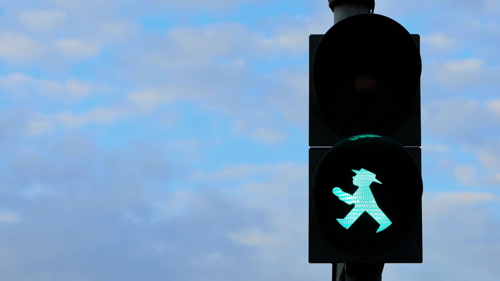traffic light showing green walking person