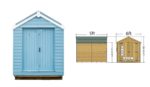 Artist's impression of the beach hut with dimensions