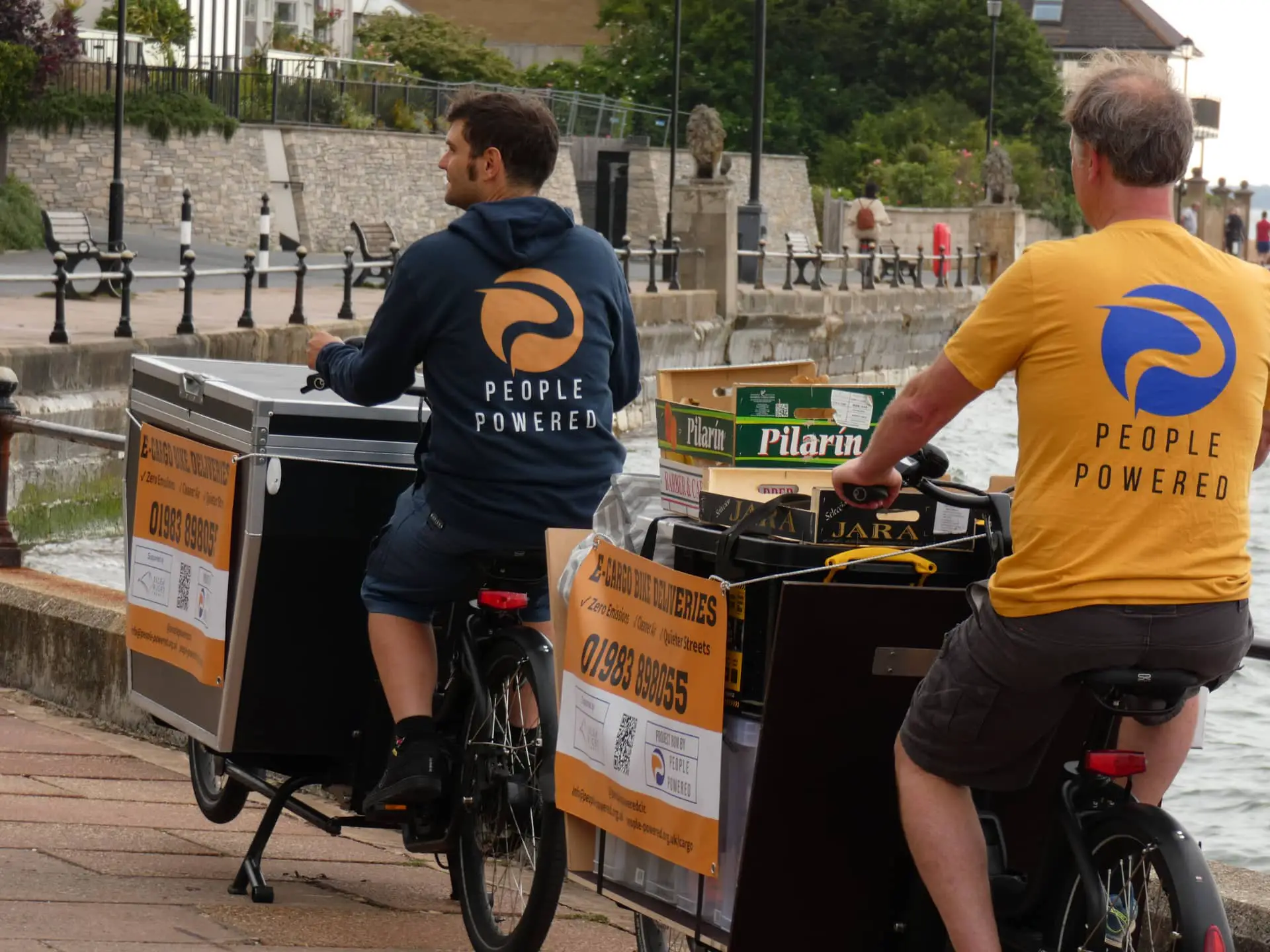 E cargo bikes being used to deliver along the seafront
