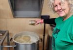 Julie with fermenting beer