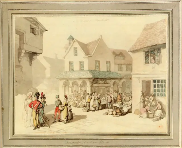 Newport Market Place by Thomas Rowlandson circa 1790