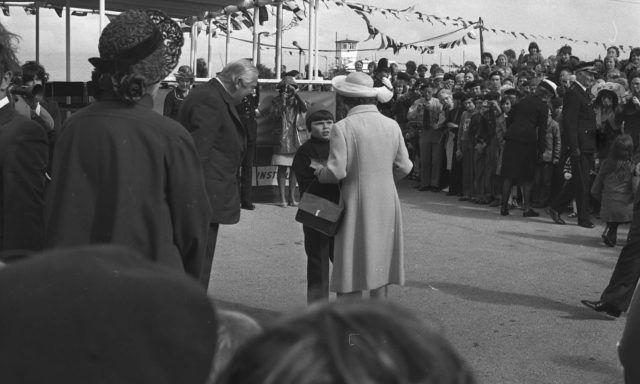 Robbie Maiden meeting Her Majesty The Queen at Hartlepool in 1977
