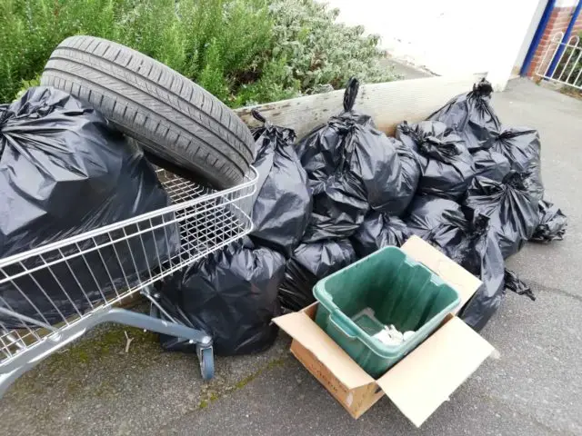 Bags of rubbish collected