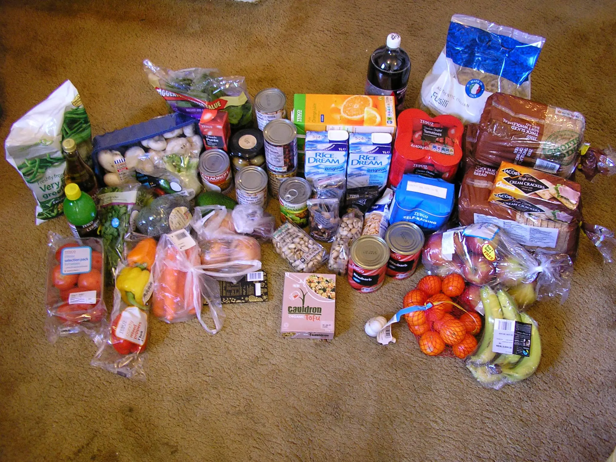 Weekly food shop laid out in 2008 came to £55