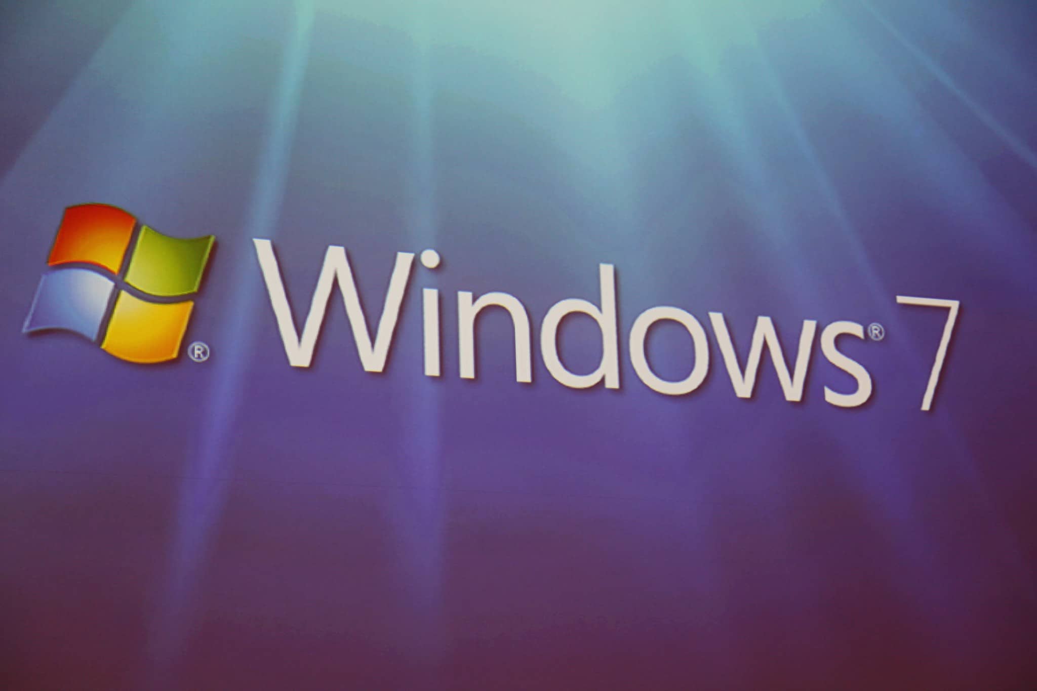 windows 7 logo on a computer screen