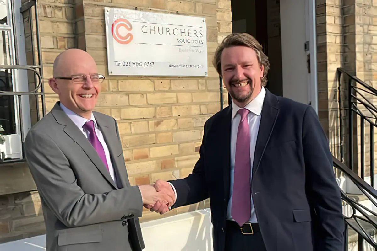 RJR Solicitors Managing Partner, Nick Gale with Churchers Solicitors Managing Partner, Andrew Bryan