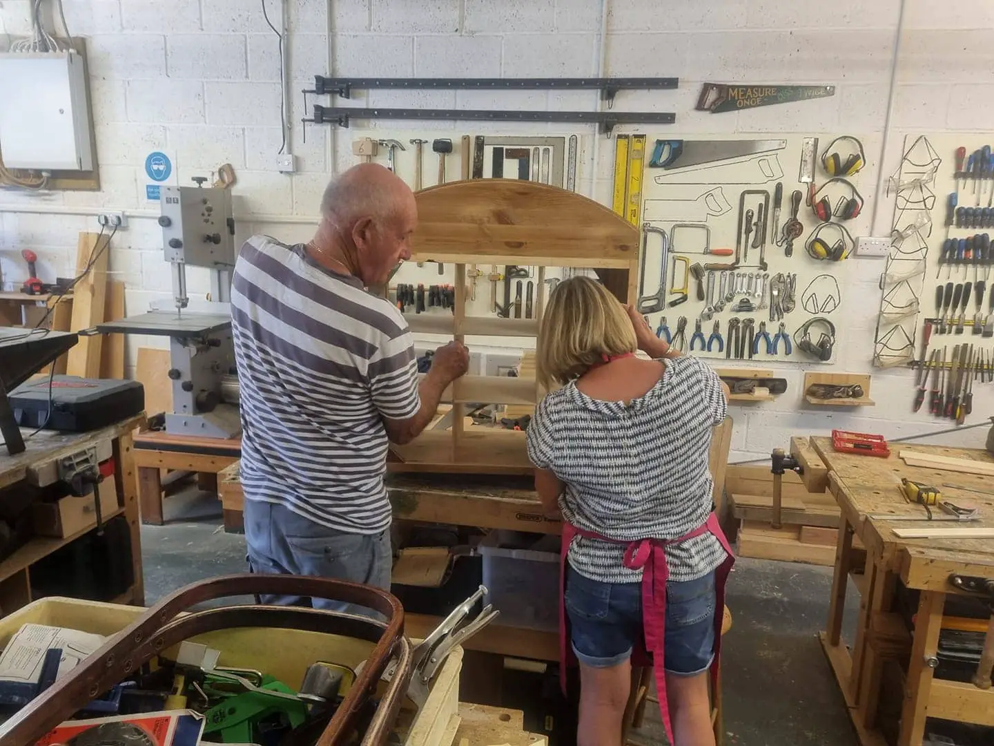 Cowes Men's Shed - Bob and Jan working on some carpentry