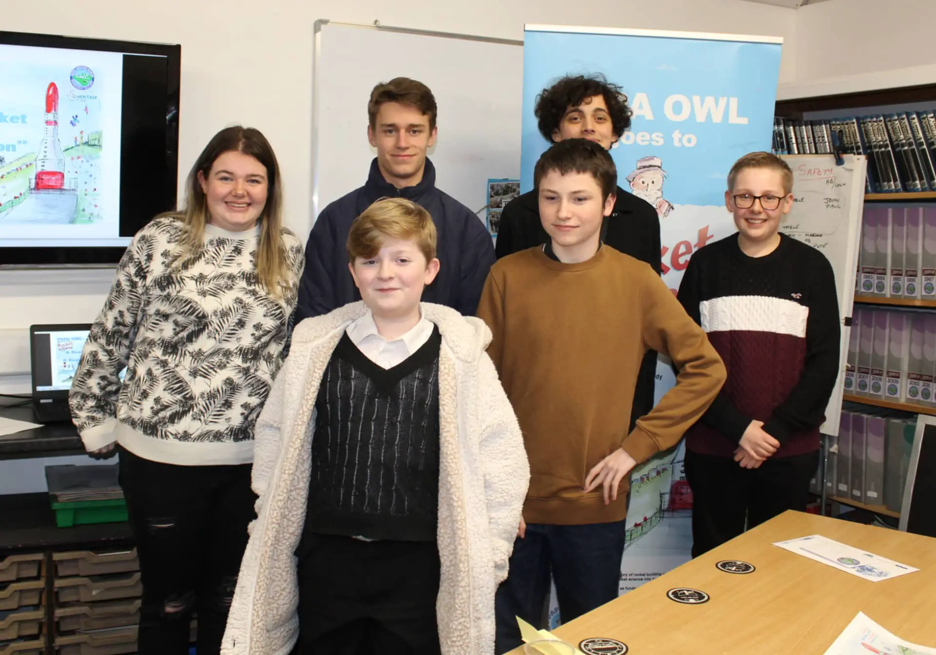 Members of the "Rocket Island Production Team" attending the "Awards Evening" L to R Katie Winchcombe, Freddie Holme (front), Ollie Arnell, Liam Cox (Front), Nathaniel Lowthion Craggs, and Liam Downer
