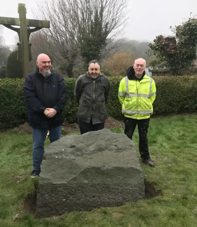 Mark Jefferies, Rodney Downer and one other with The Lowther Stone