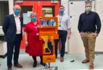 Pictured from left to right, Geoff Underwood Chief Executive Officer of IFPL, Karen Robinson Head of Infection, Prevention Control, Darren Cattell Chief Executive and Sam Blakely Lead Designer at IFPL with the new PPE station