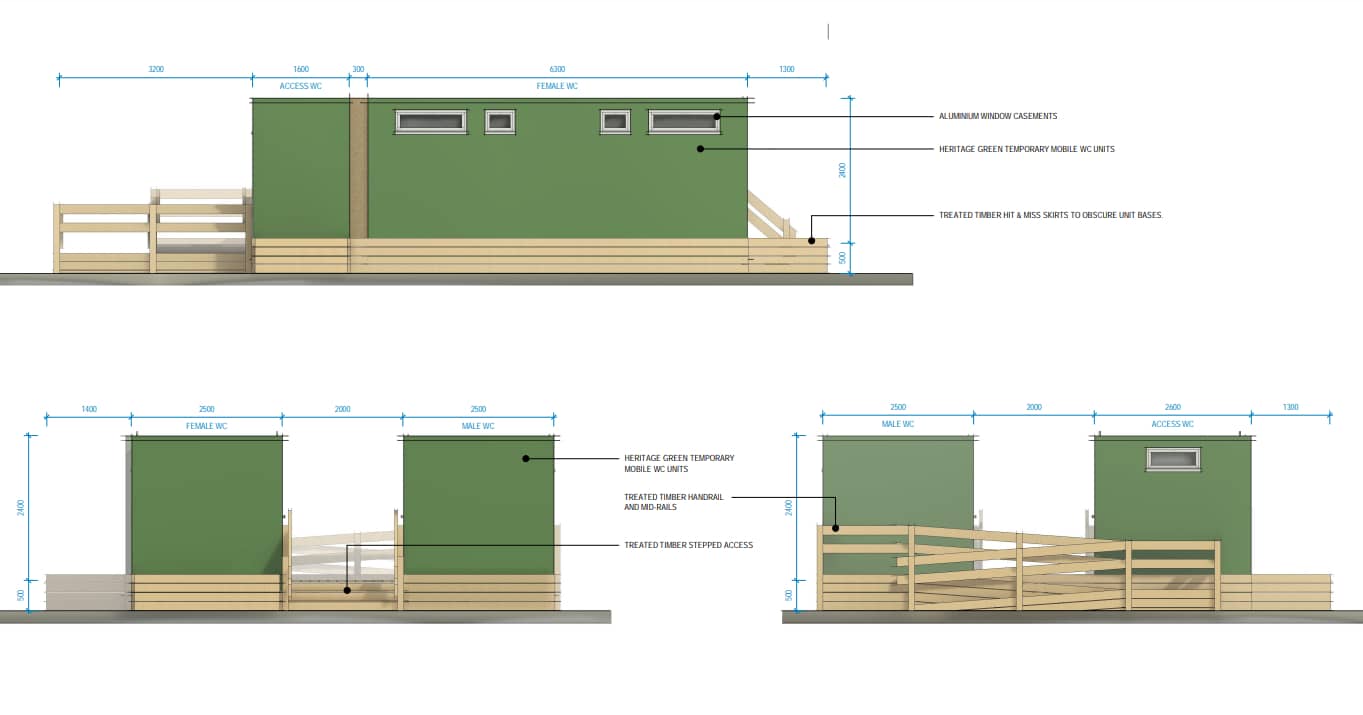 Drawings of the proposed temporary toilets in Ryde