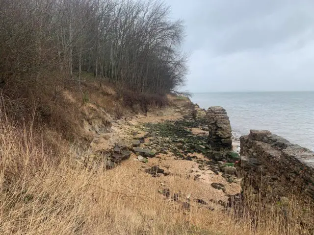 The destroyed patches of sea wall at Norris Castle