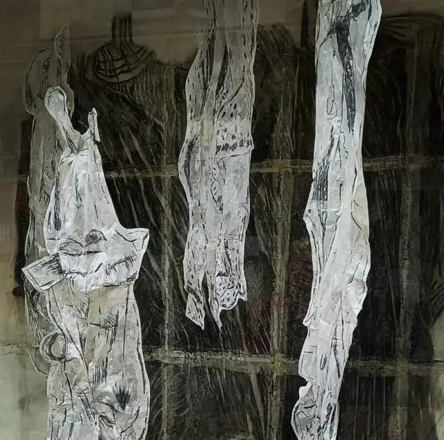 Truncations public installation created in the ARCH Window Gallery, Ryde High Street by artist Joanna Kori