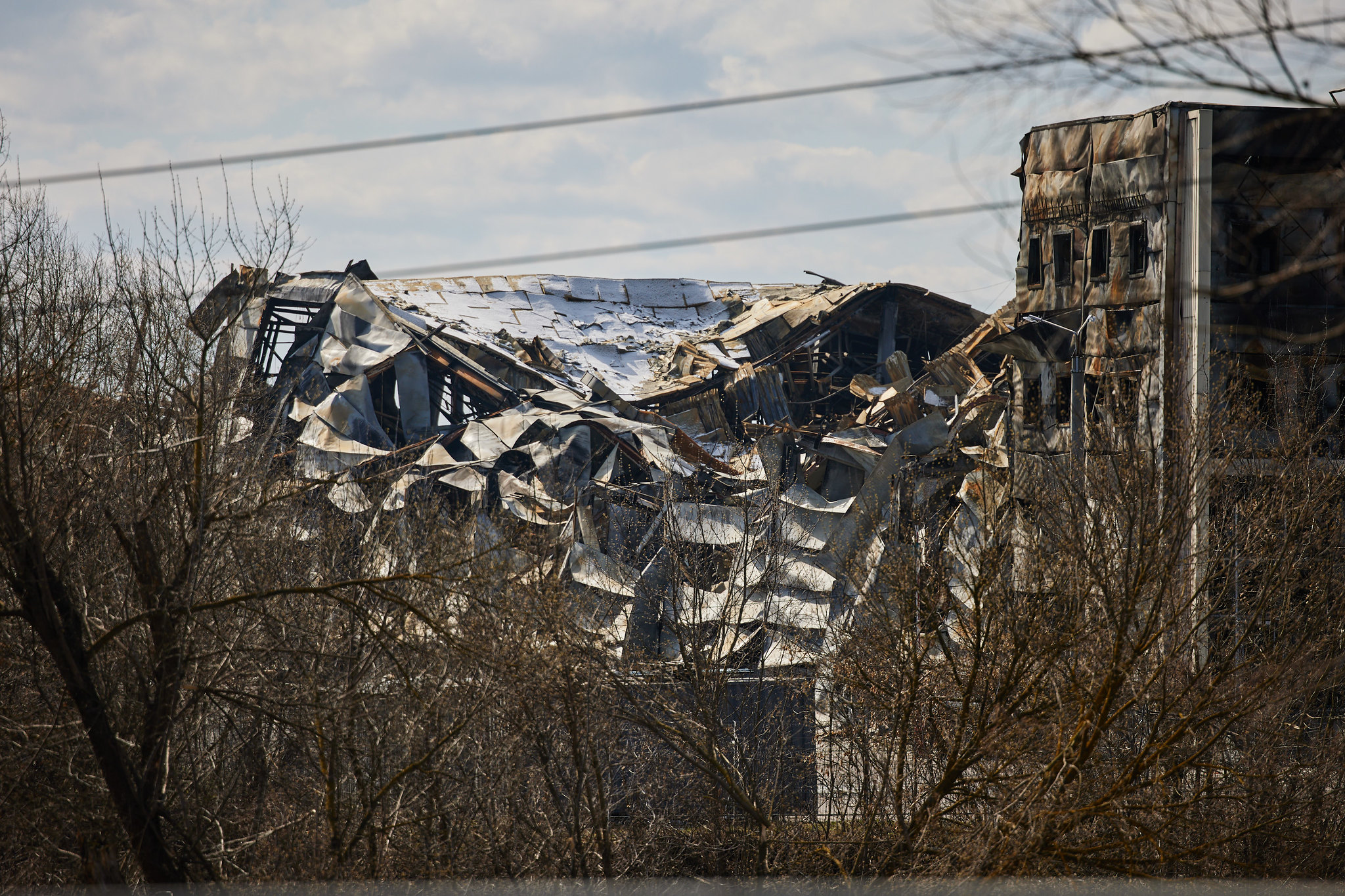 Building destroyed by missiles in Ukraine