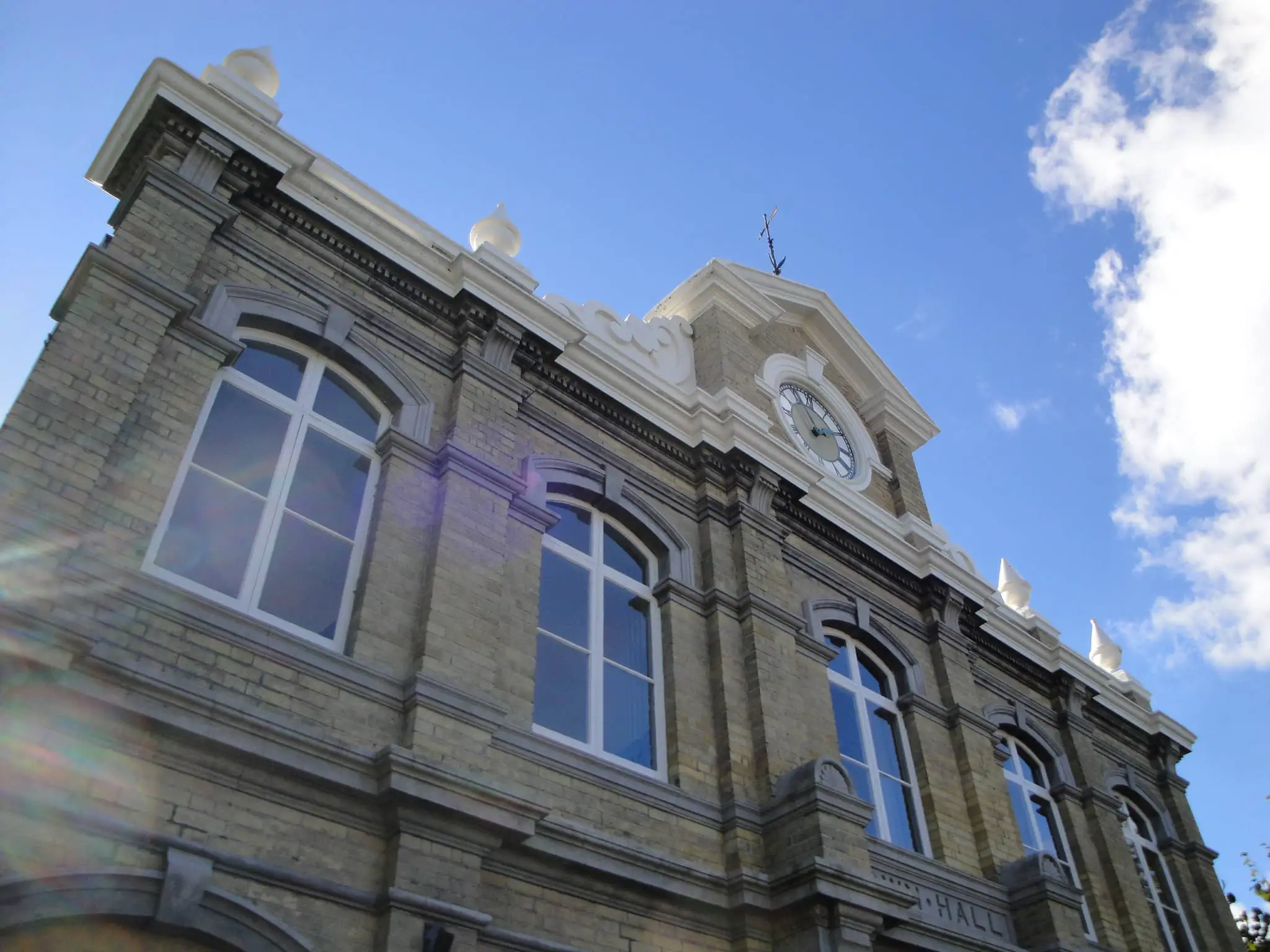 East Cowes Town Hall against blue sky