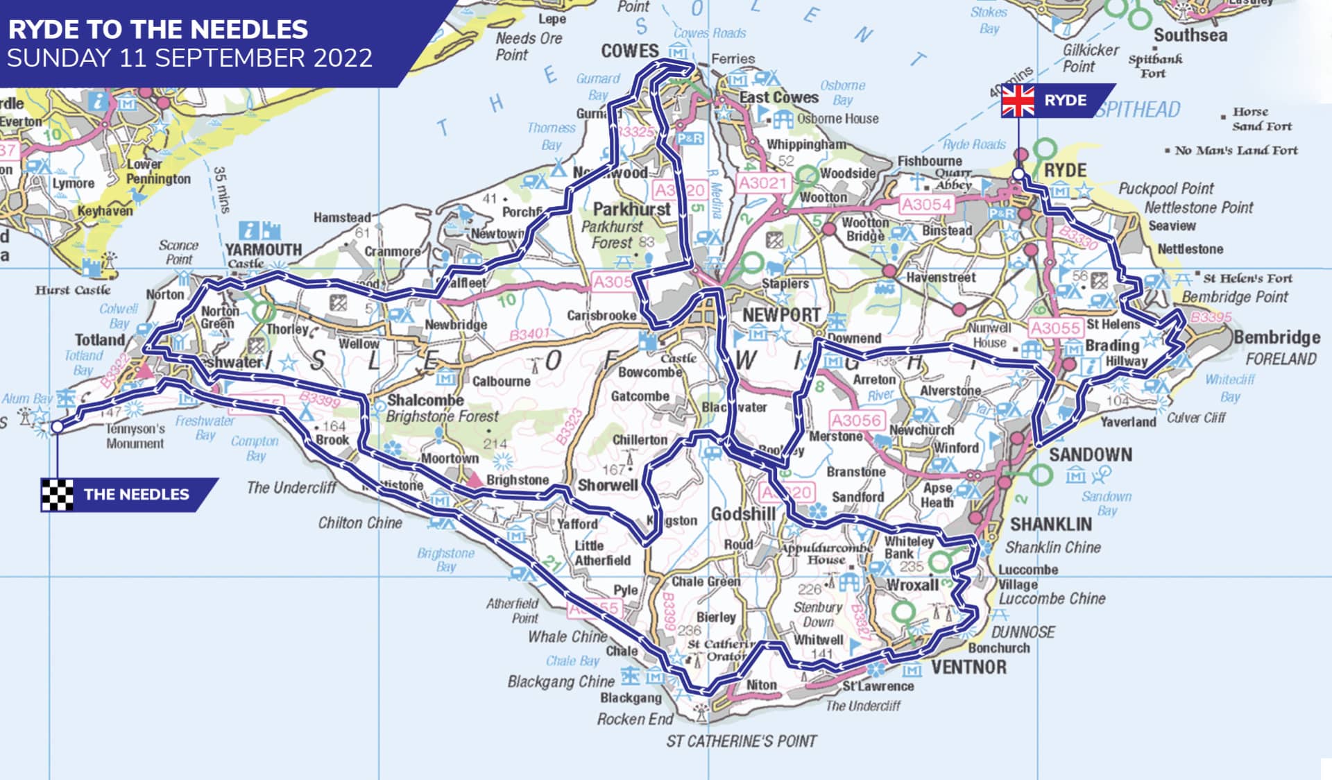 tour of britain isle of wight route map